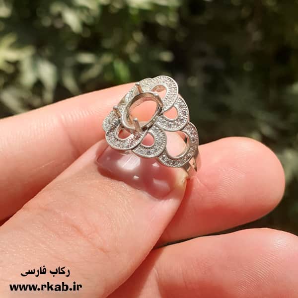 قاب انگشتر نقره زنانه بصورت عمده و تک رکاب فارسی