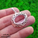 پلاک گردنبند بیضی نقره رکاب فارسی