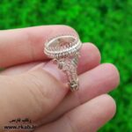 رکاب نقره شبکه ای با نگین گرد یا دایره رکاب نقره فارسی
