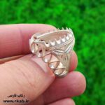 رکاب انگشتر نگین دار خالی از نقره با طراحی جدید رکاب فارسی