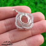 مدال نقره جواهر با نگین های ریزمخراجی رکاب فارسی