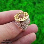 رکاب گرد نقره نگین مخراجی مردانه با طرح جواهرات لوکس رکاب فارسی