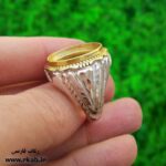 رکاب آینه مردانه جنس نقره با آینه کاری دستی رکاب فارسی