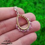 قاب گردن آویز اشکی نقره رکاب فارسی