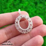 قاب جواهری نگین درشت نقره درجه یک نگین مخراجی رکاب فارسی