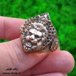انگشتر برنجی شیر و تاج رکاب فارسی