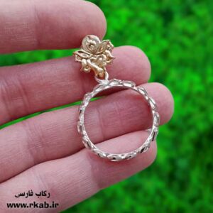 گردنبند نقره پاپیون طلایی رکاب فارسی