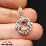 مدال نقره تمام جواهر آبکاری طلاسفید رکاب فارسی