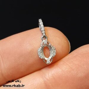 گردنبند نقره نوزادی آبکاری طلاسفید رکاب فارسی