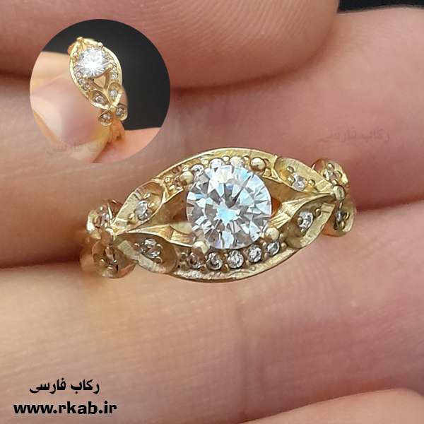 انگشتر طلاروس زنانه دلگشا رکاب فارسی