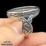 رکاب مان استیل شاهینی مغزسفید سیاه قلم کاری مناسب سنگ و رزین رکاب فارسی