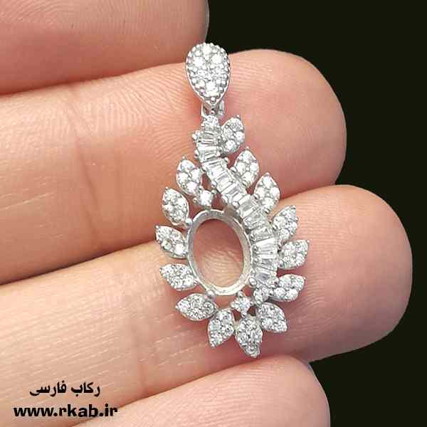 پایه جواهر نقره دنیا عیار 925 آبکاری طلاسفید (1) پایه جواهر نقره دنیا رکاب فارسی
